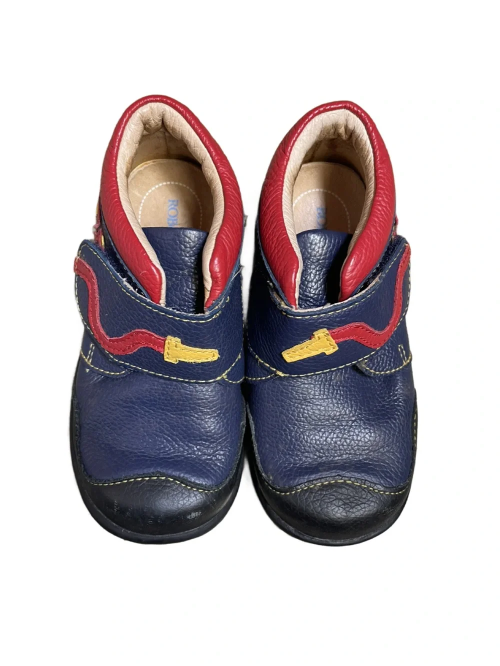 Kids Navy and Red Leather Slip-On Shoes